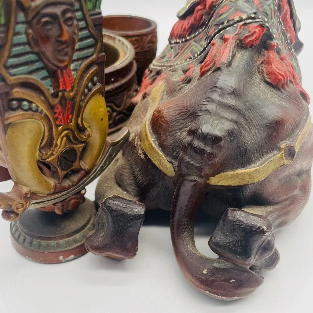 Judd Cast Iron Smoke Stand Match Holder Desk Table Top Camel Egypt‎ Pharaoh Face
